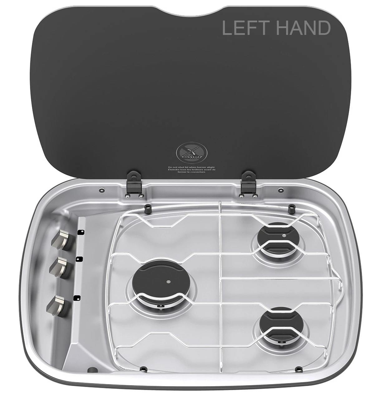 Thetford Spinflo Argent Caravan 3 Burner Hob With Glass Lid 2 Thetford Spinflo Argent Caravan 3 Burner Hob With Glass Lid - Image 2