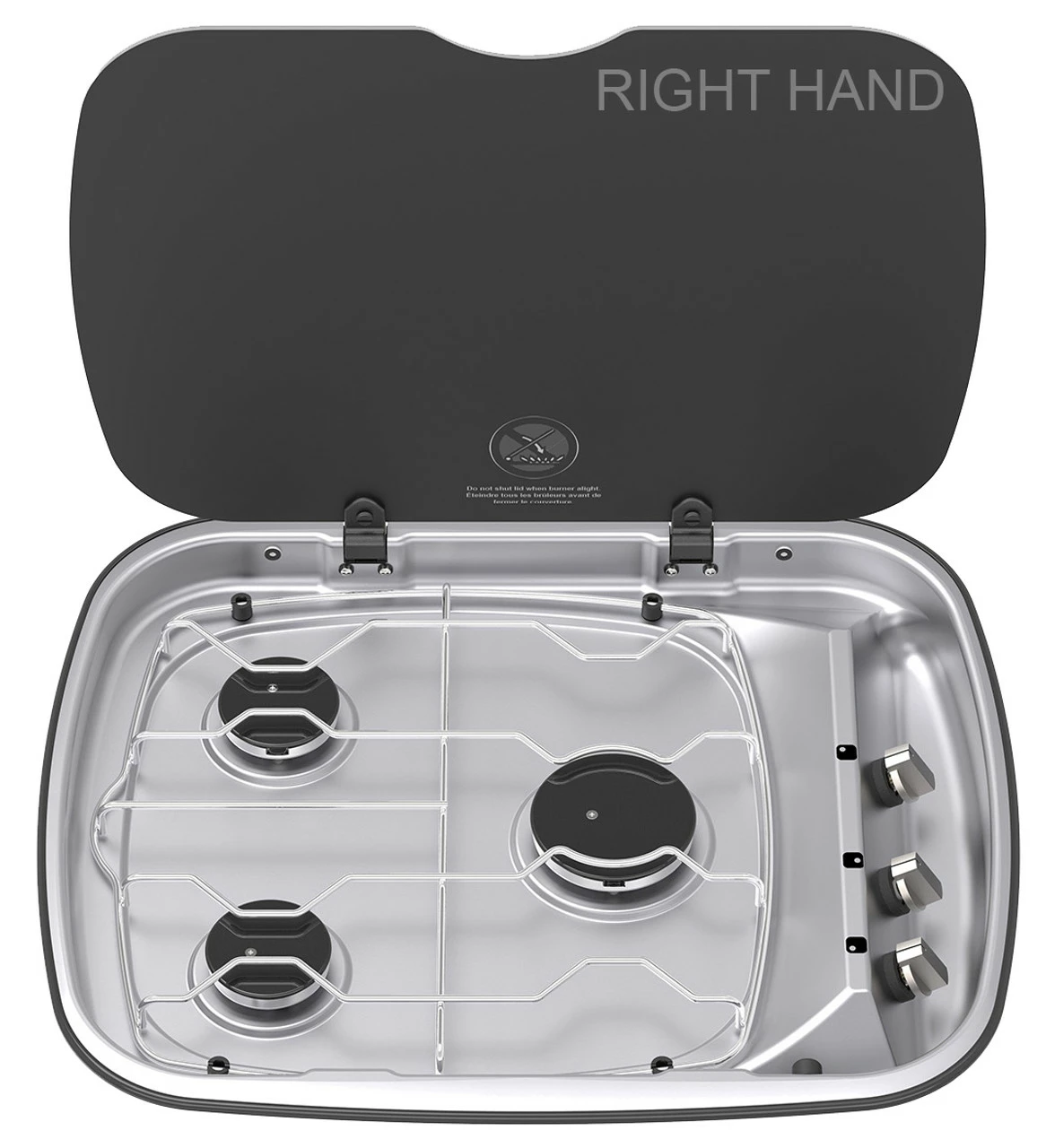 Thetford Spinflo Argent Caravan 3 Burner Hob With Glass Lid 3 Thetford Spinflo Argent Caravan 3 Burner Hob With Glass Lid - Image 3