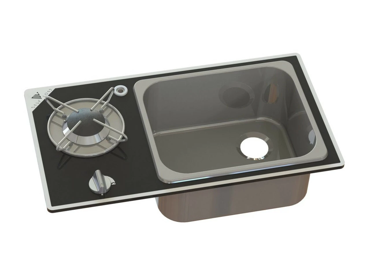 Navy Load Glass Built-In Single Burner Hob And Sink NL.20014 1 Navy Load Glass Built-In Single Burner Hob And Sink NL.20014