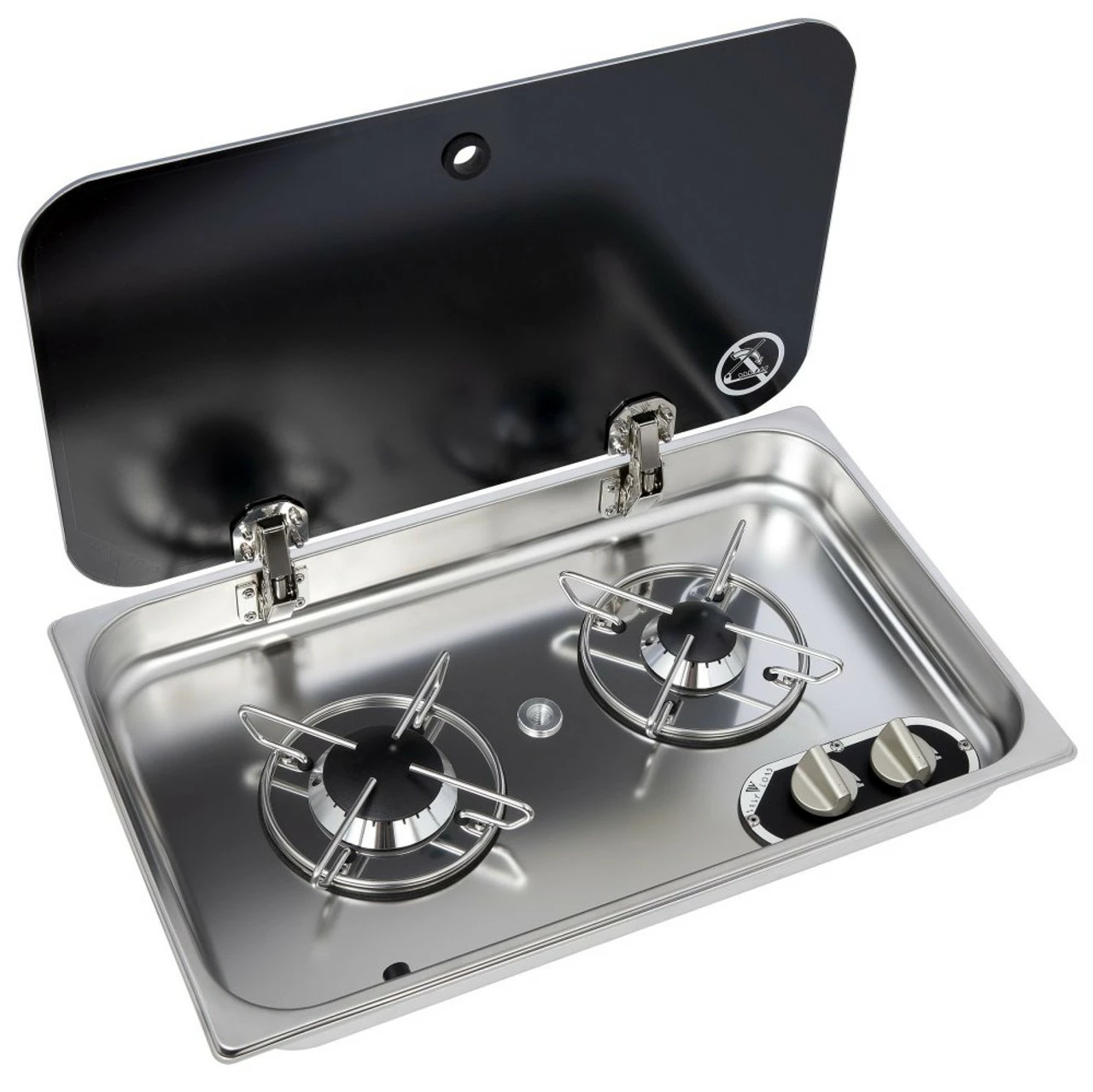 Navy Load Built In Stainless Steel Double Burner Hob With Glass Lid NL.21002 1 Navy Load Built In Stainless Steel Double Burner Hob With Glass Lid NL.21002