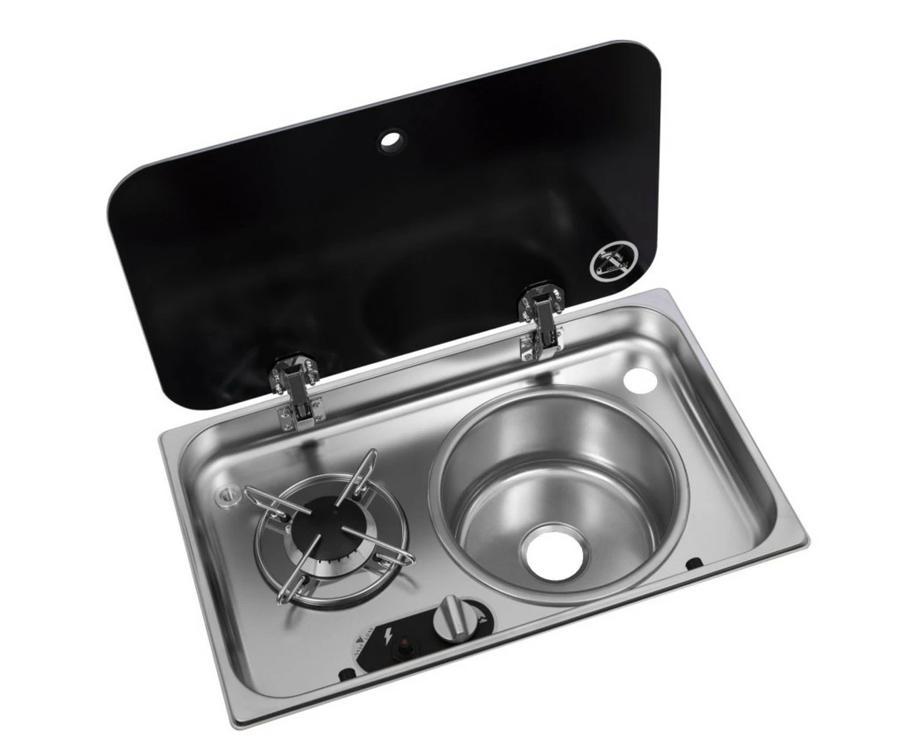 Navy Load Stainless Steel Single Hob With Right Hand Sink And Glass Lid NL.24000 1 Navy Load Stainless Steel Single Hob With Right Hand Sink And Glass Lid NL.24000