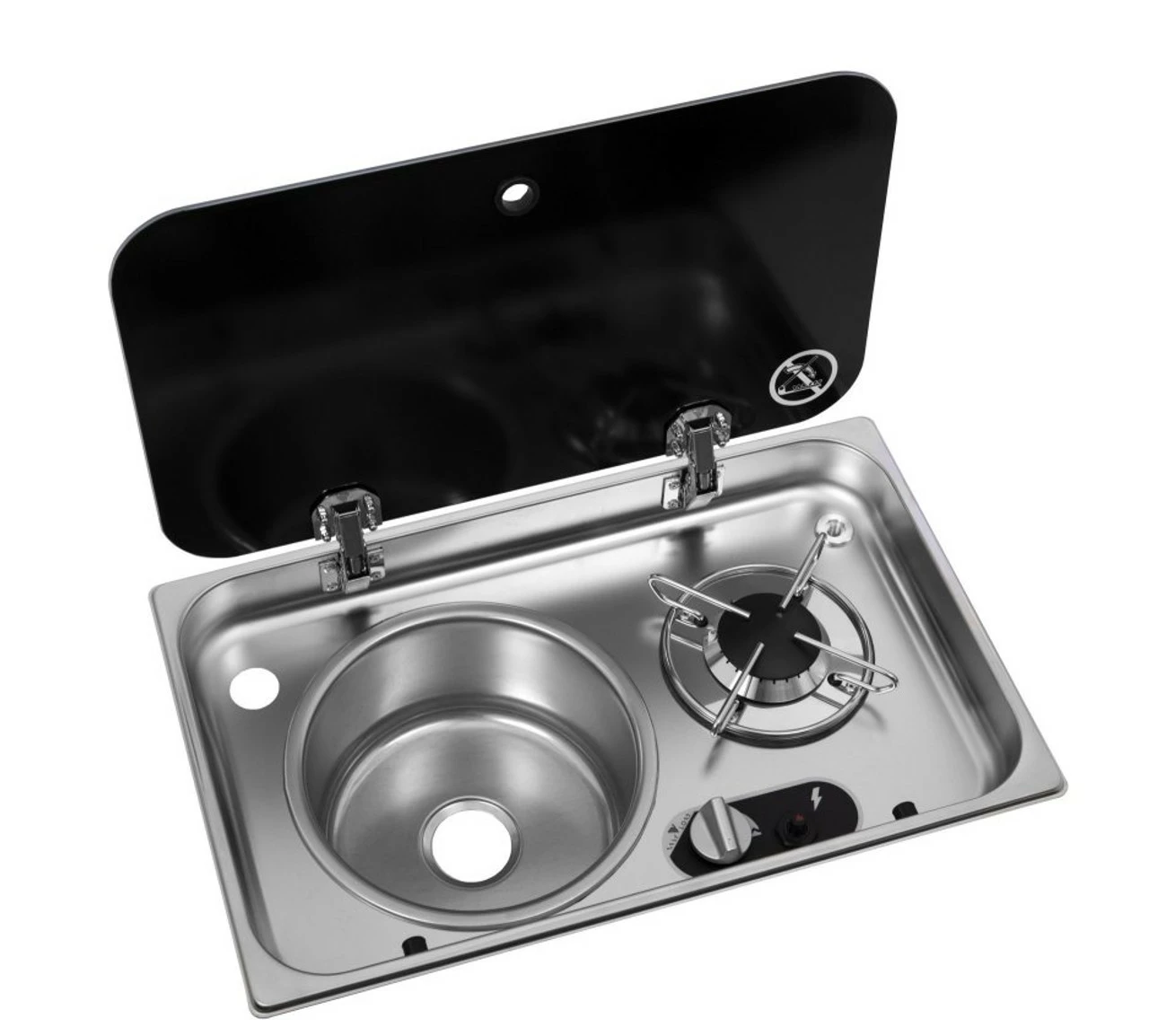 Navy Load Stainless Steel Single Hob With Left Hand Sink And Glass Lid NL.24001 1 Navy Load Stainless Steel Single Hob With Left Hand Sink And Glass Lid NL.24001