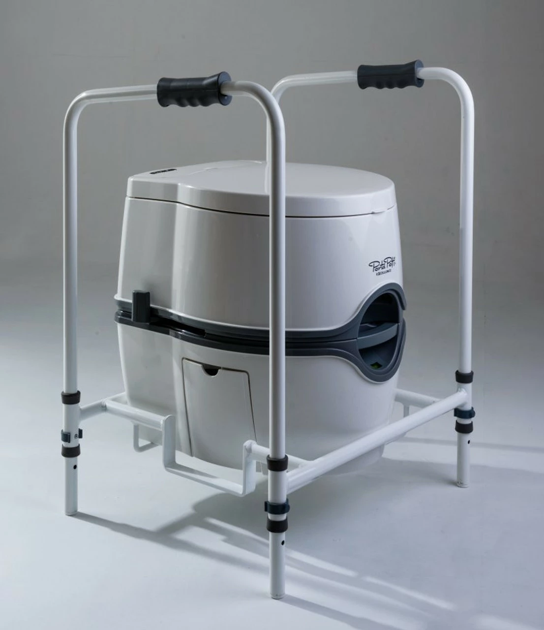 JLS Excellence Electric & Manual Flush Portable Toilet With Folding Mobility Frame 2 JLS Excellence Electric & Manual Flush Portable Toilet With Folding Mobility Frame - Image 2
