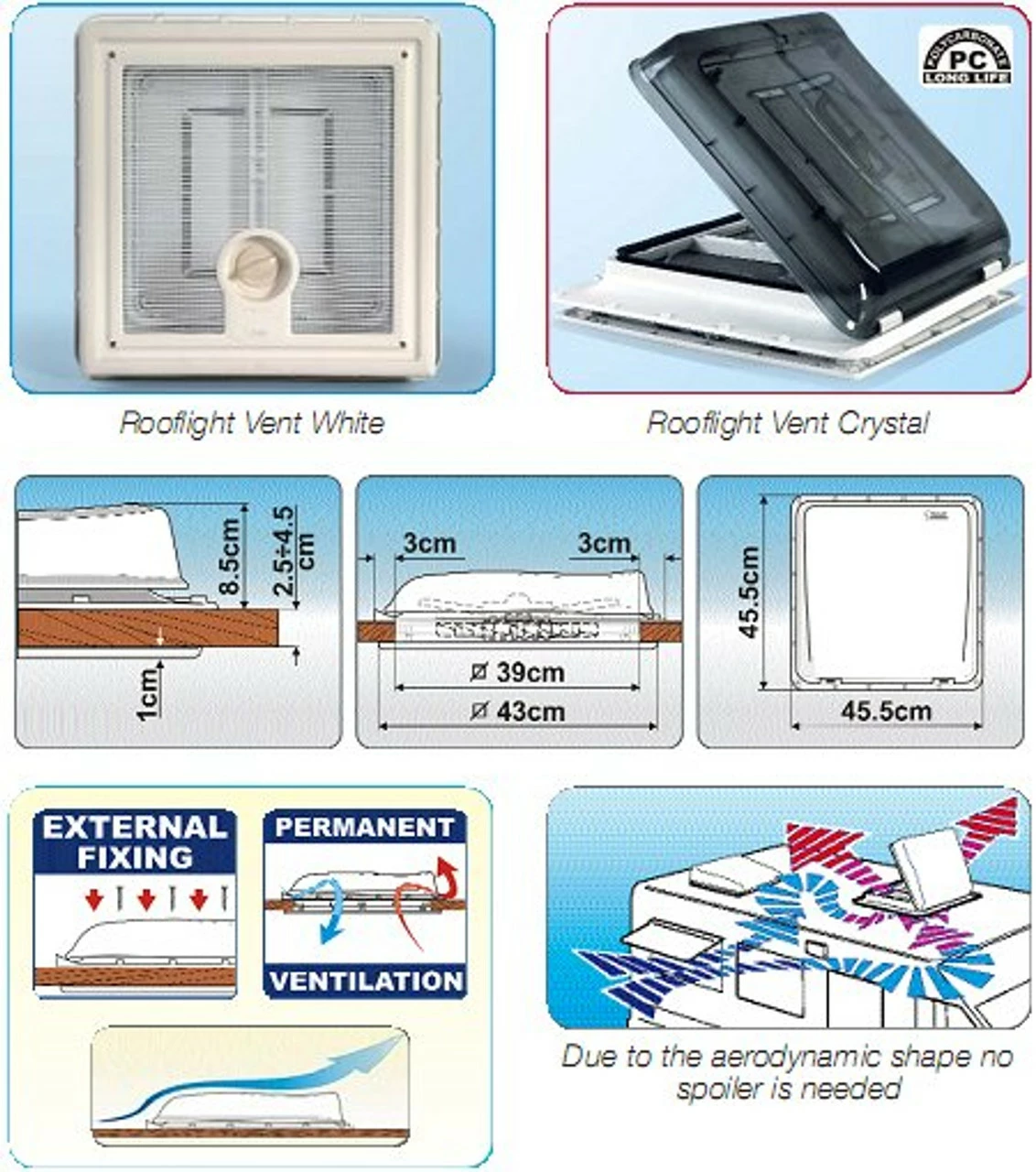 Fiamma Crystal Caravan Roof Light Vent 400 X 400 4 Fiamma Crystal Caravan Roof Light Vent 400 X 400 - Image 4