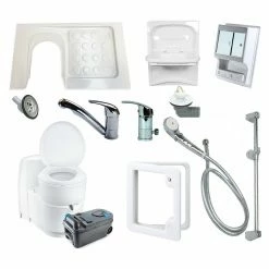 JLS Shower And Bathroom Kit - Toilet, Shower, Sink And Tray Kit For Campervan Conversions
