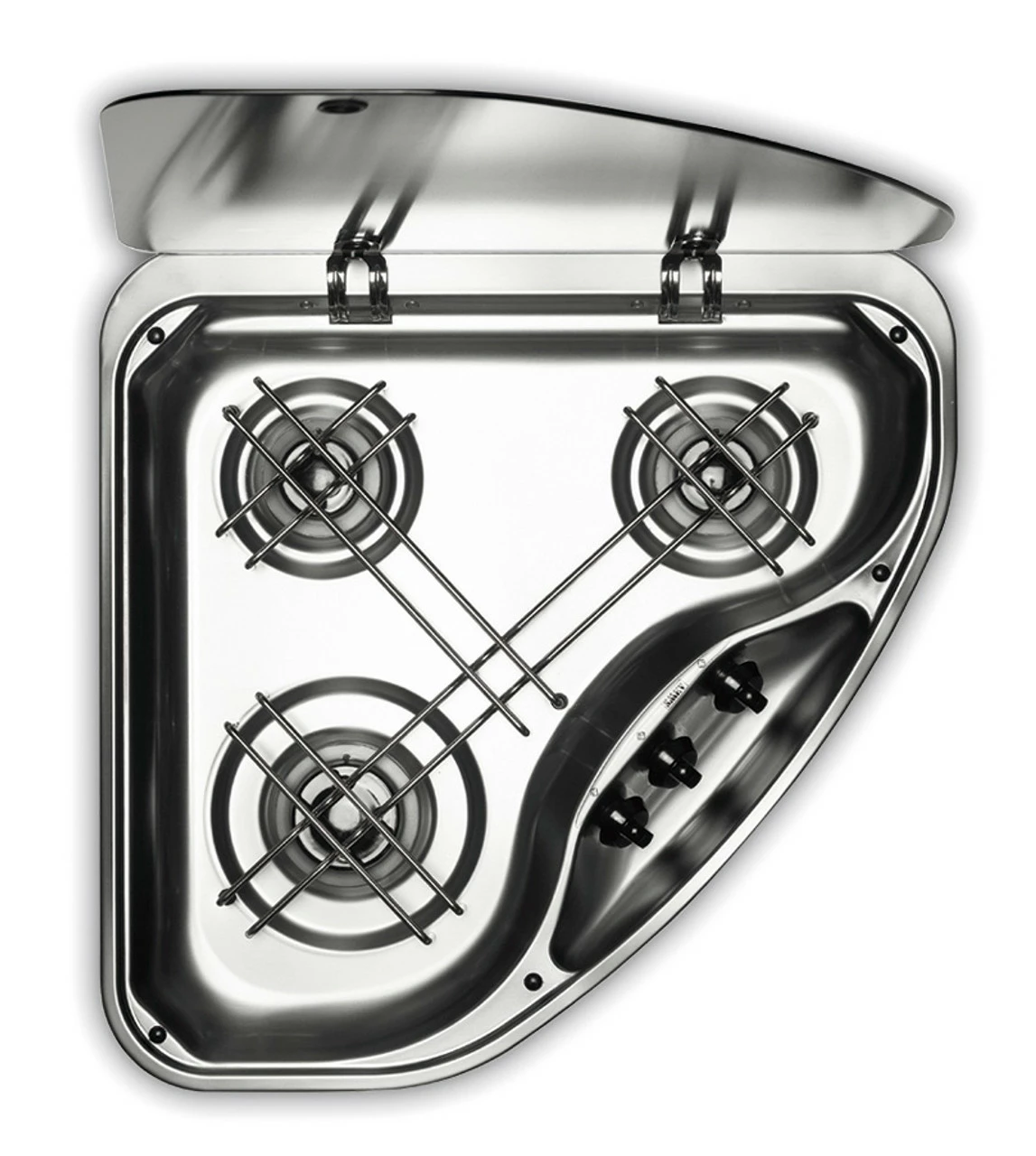 Dometic-Smev PI9003 Triangular Caravan 3 Burner Hob 1 Dometic-Smev PI9003 Triangular Caravan 3 Burner Hob