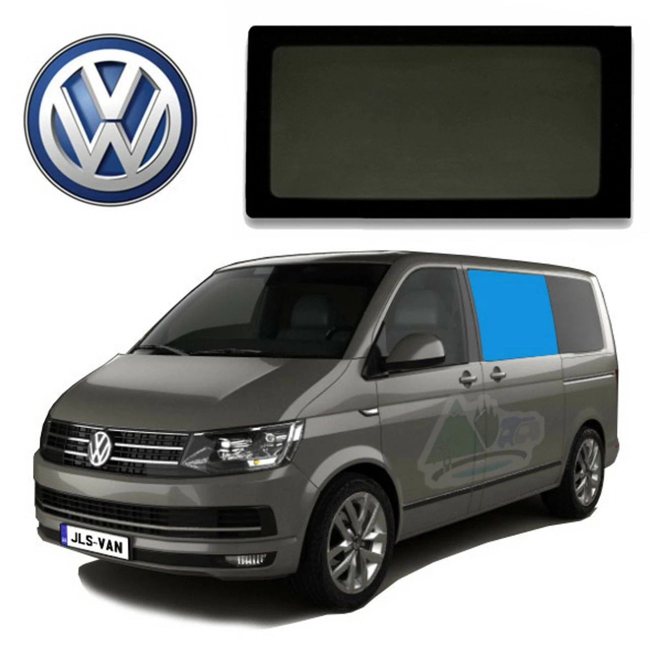 JLS VW T5 T6 Bonded Privacy Glass Fixed Window - Front Left Hand 1 JLS VW T5 T6 Bonded Privacy Glass Fixed Window - Front Left Hand