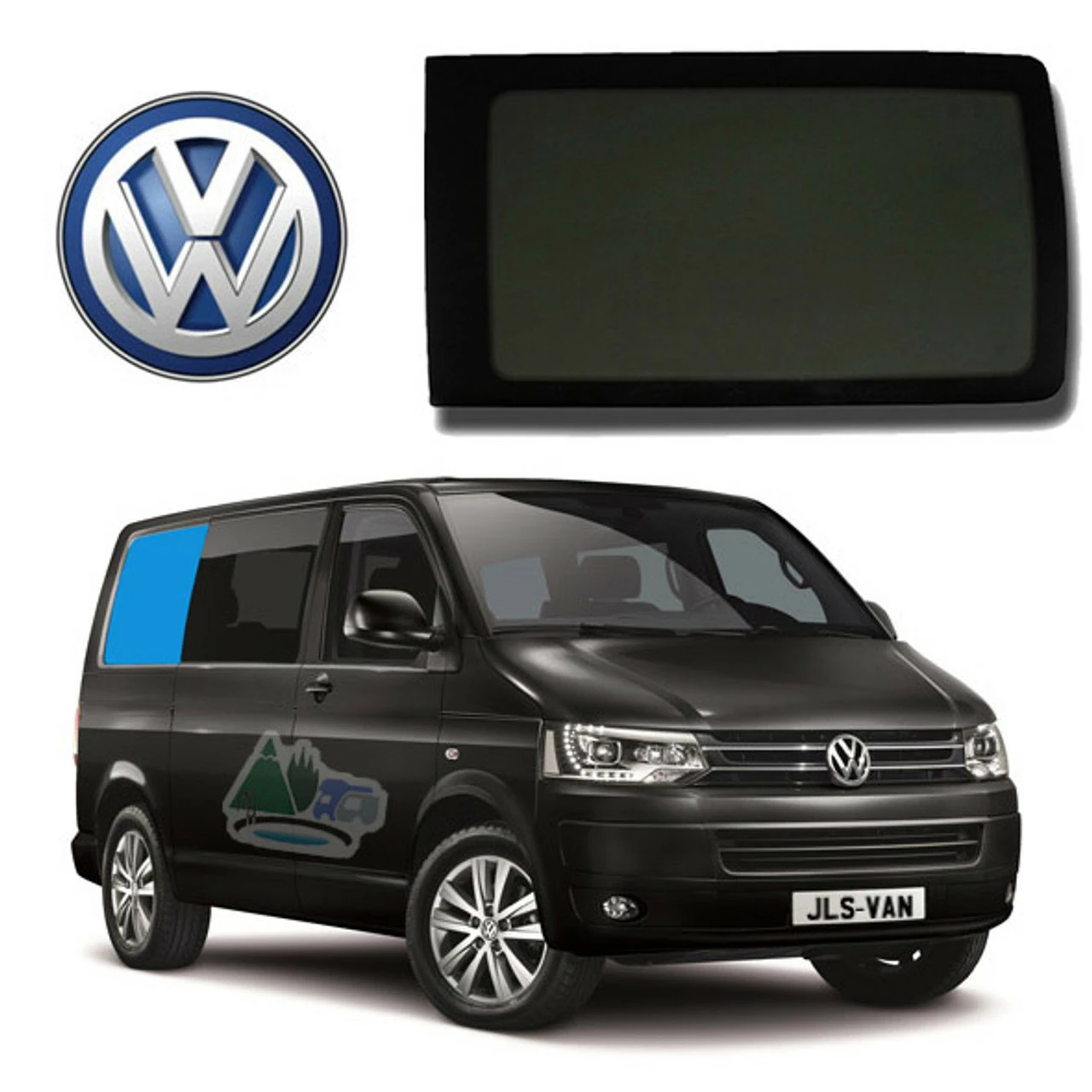 JLS VW T5 T6 LWB Bonded Privacy Glass Fixed Window - Rear Right Hand LWB 1 JLS VW T5 T6 LWB Bonded Privacy Glass Fixed Window - Rear Right Hand LWB